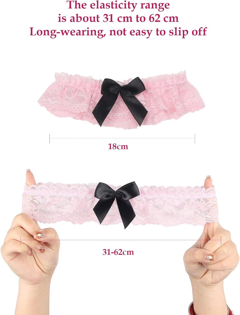 OhYeah! Lace Wedding Garters for Bride Bridal Garter Set Elastic Leg Garters for Thigh with Bow Party Prom Bridal Lingerie - Image 2